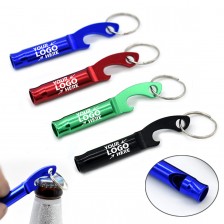 Aluminum Whistle Keychain With Bottle Opener